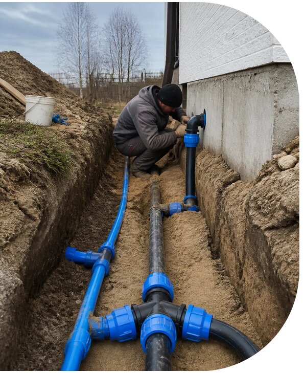 Монтаж наружного водопровода на участке под ключ в Кисловодске